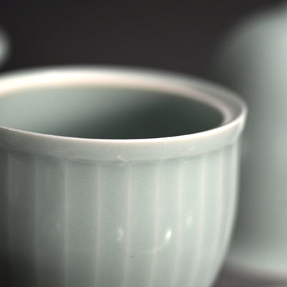Sencha Porcelain Tea Cup Set ー八木 明 “蓋物付 煎茶碗”