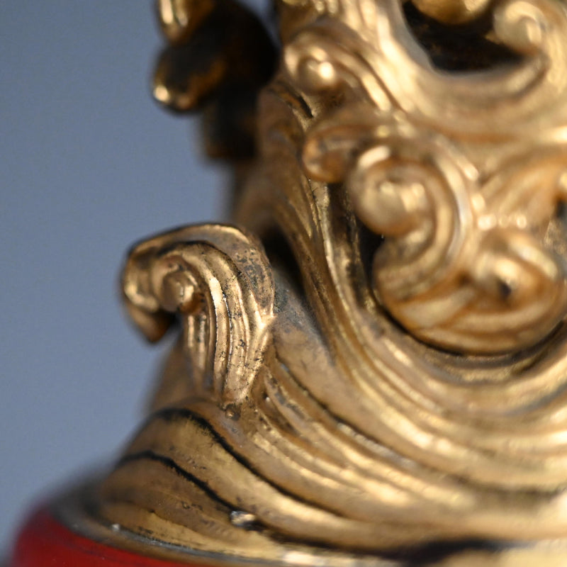 Buddhist Koro Incense Burner w/ Gilded Wooden Stand