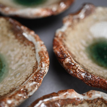 Iga Ash Glazed 5 pc. Plate Set ー新 学 “灰釉 叩き小皿”