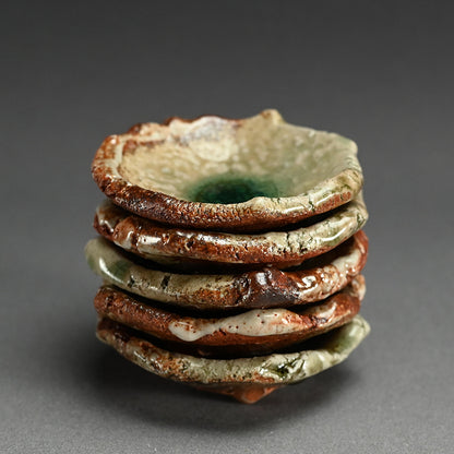 Iga Ash Glazed 5 pc. Plate Set ー新 学 “灰釉 叩き小皿”