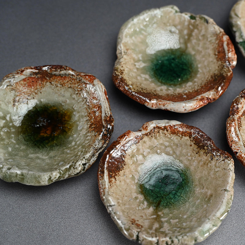 Iga Ash Glazed 5 pc. Plate Set ー新 学 “灰釉 叩き小皿”