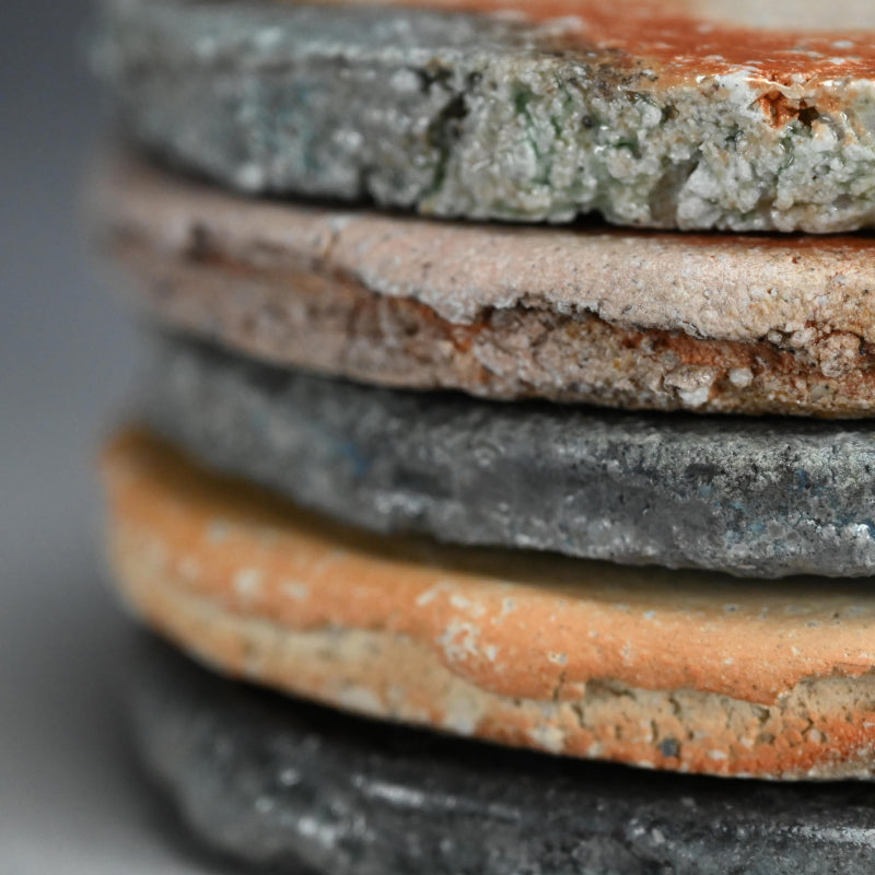 Shigaraki Goshoku set 5 Ash Blown Plates ー古谷 和也 “信楽五色円皿”