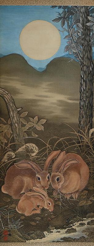 Rabbits and moon ー中原 竹鳳
