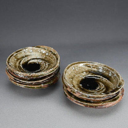 Set of 5 dishes ー村越 琢磨 “灰釉 あわび皿”