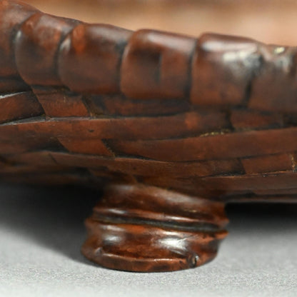 Edo p. Wood Tray Carved in the Shape of a Torn Basket