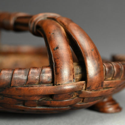 Edo p. Wood Tray Carved in the Shape of a Torn Basket