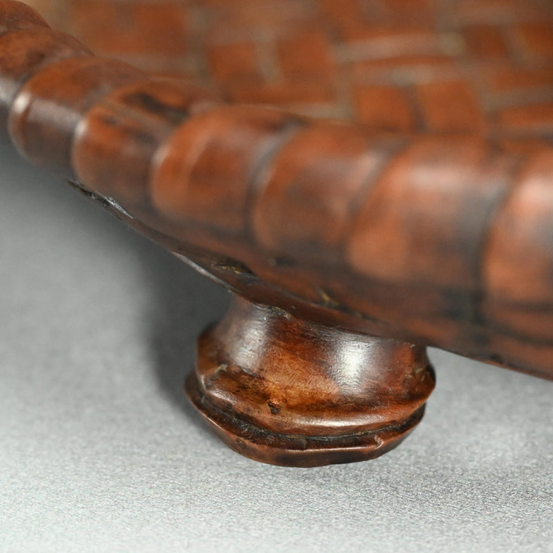 Edo p. Wood Tray Carved in the Shape of a Torn Basket