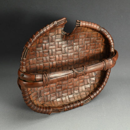 Edo p. Wood Tray Carved in the Shape of a Torn Basket