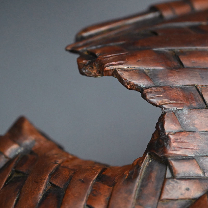 Edo p. Wood Tray Carved in the Shape of a Torn Basket