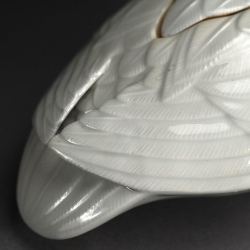 Antique White Porcelain Hirado Koro, Goose ー水鳥香炉