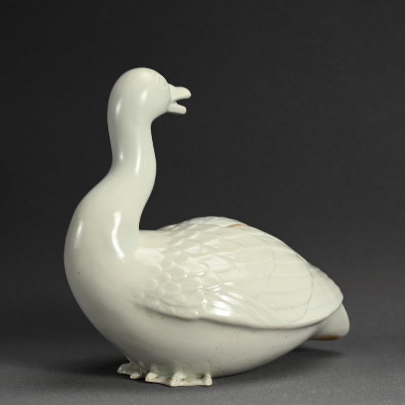 Antique White Porcelain Hirado Koro, Goose ー水鳥香炉