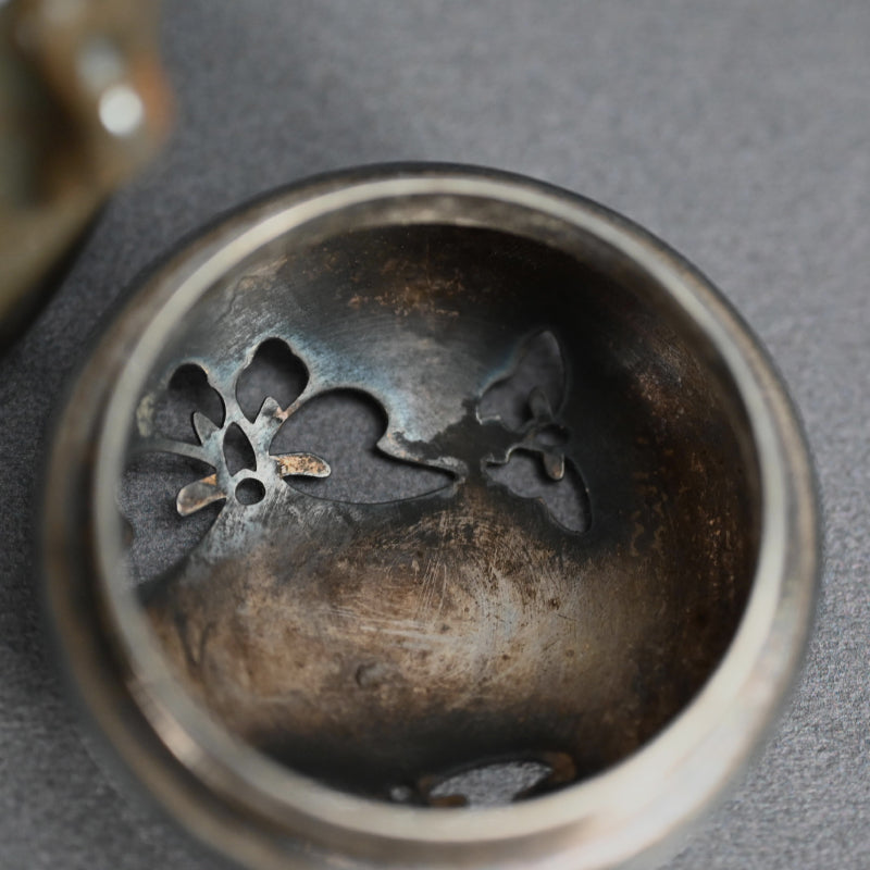 Antique Kyushu Celadon Koro Incense Burner with Silver Lid