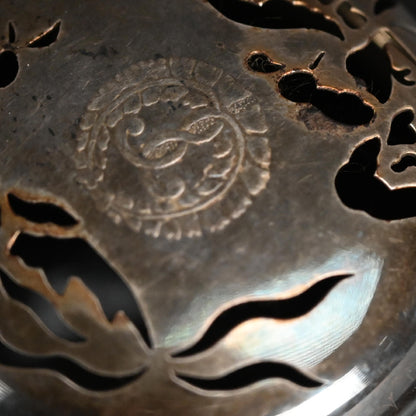 Kenzan Style Black Raku Koro Censer with Silver Lid ー乾山楽焼 香炉