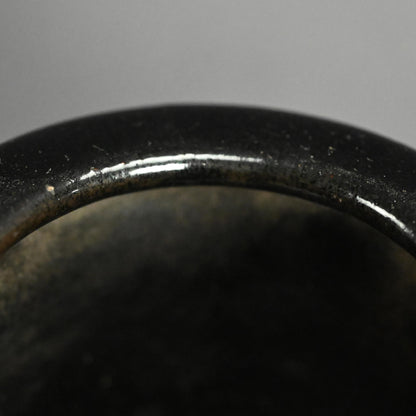 Kenzan Style Black Raku Koro Censer with Silver Lid ー乾山楽焼 香炉