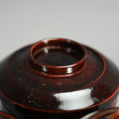 Set 5 lacquered Kaiseki Soup Bowls by Imperial Artist ー伊藤 陶山, 青木 俊勝 "吸物椀"