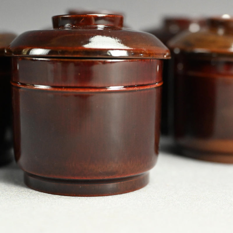 Set 5 lacquered Kaiseki Soup Bowls by Imperial Artist ー伊藤 陶山, 青木 俊勝 "吸物椀"