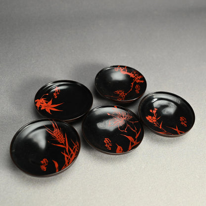 Set 5 lacquered Kaiseki Soup Bowls by Imperial Artist ー伊藤 陶山, 青木 俊勝 "吸物椀"