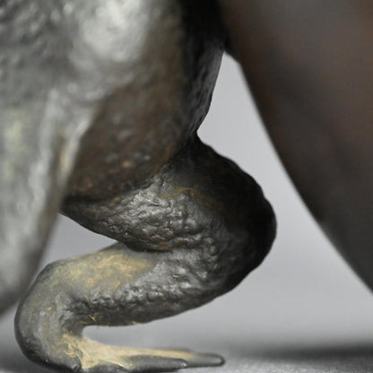 Antique Japanese Bronze Gourd Vase with Frog