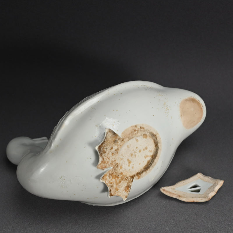 Antique White Porcelain Hirado Koro, Goose ー水鳥香炉