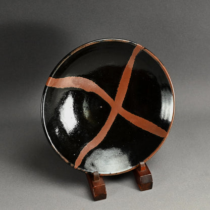 Essential Large Sabi-yu Plate by LNT ー浜田 庄司 “黒釉錆流描皿”