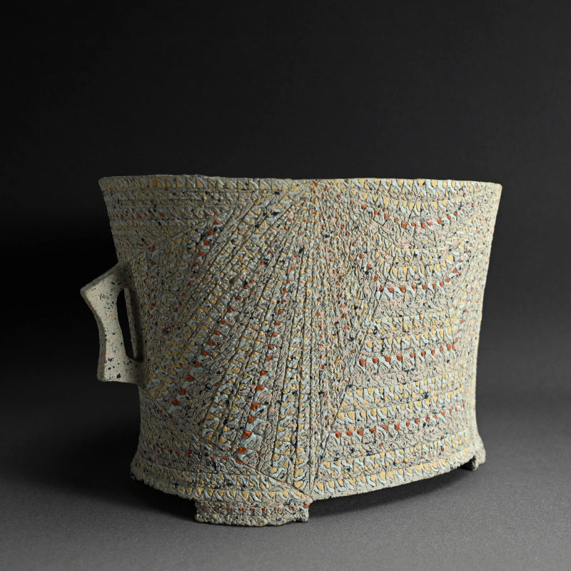 Contemporary Vase by Pioneering Female Artist ー岸 映子 “彩石象嵌器”
