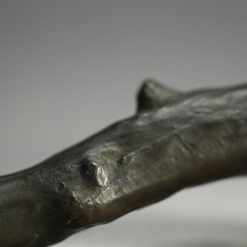 Exquisite Bronze Okimono of a Crested Ibis at Rest