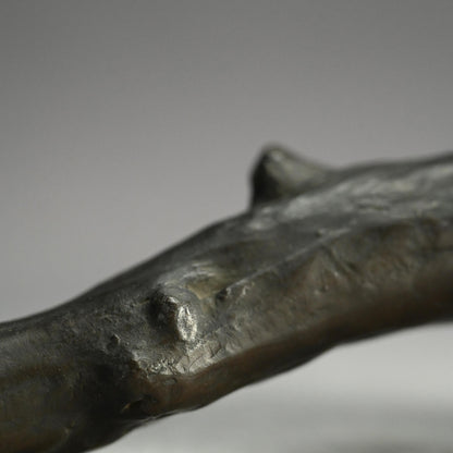 Exquisite Bronze Okimono of a Crested Ibis at Rest