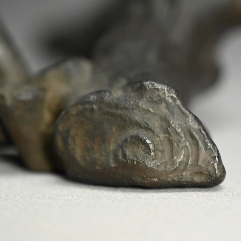 Exquisite Bronze Okimono of a Crested Ibis at Rest
