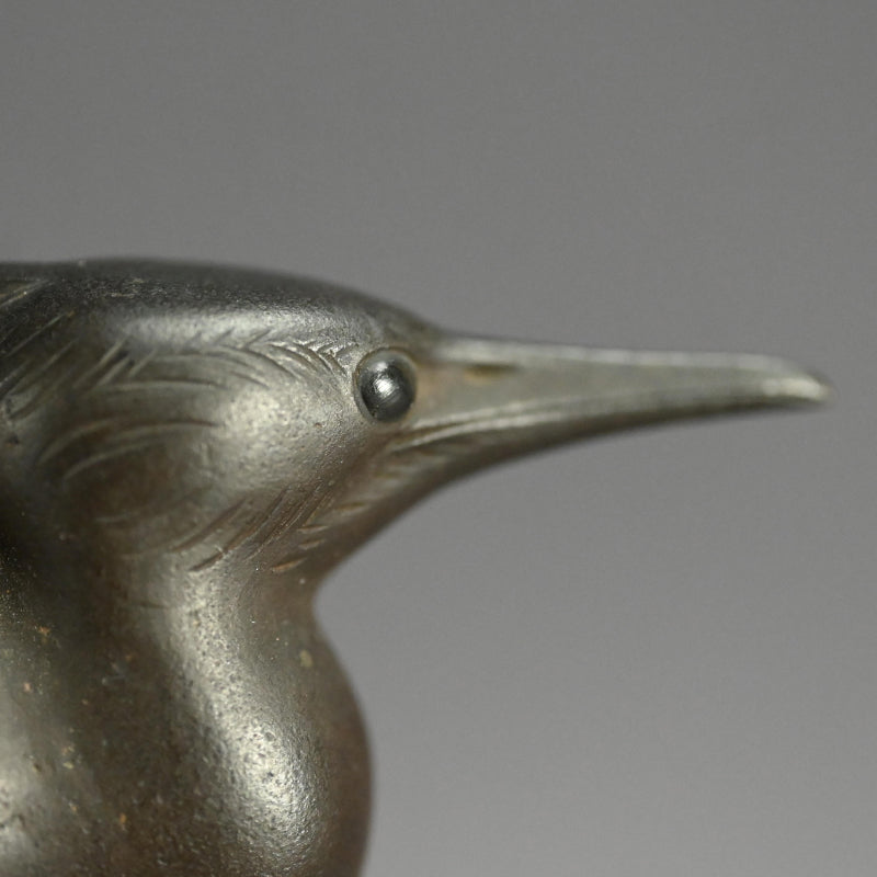 Exquisite Bronze Okimono of a Crested Ibis at Rest