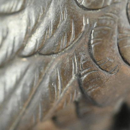 Exquisite Bronze Okimono of a Crested Ibis at Rest