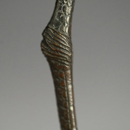 Exquisite Bronze Okimono of a Crested Ibis at Rest
