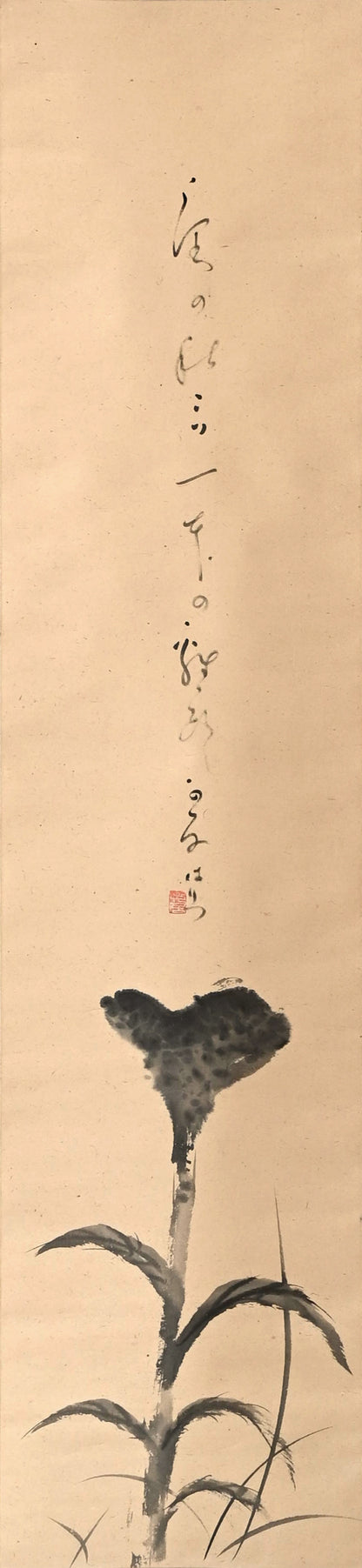 Haritsu Haiku Calligraphy & cockscomb flower 1924 ー福田 古道人, はりつ “鶏頭図”