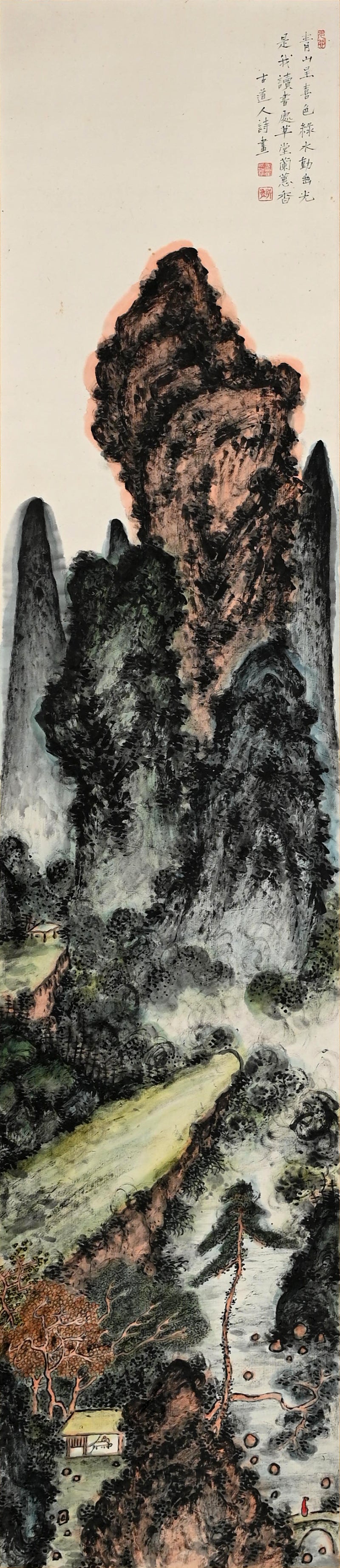 Masterpiece Colorful Mountain-scape ー福田 古道人 “春山緑水圖”