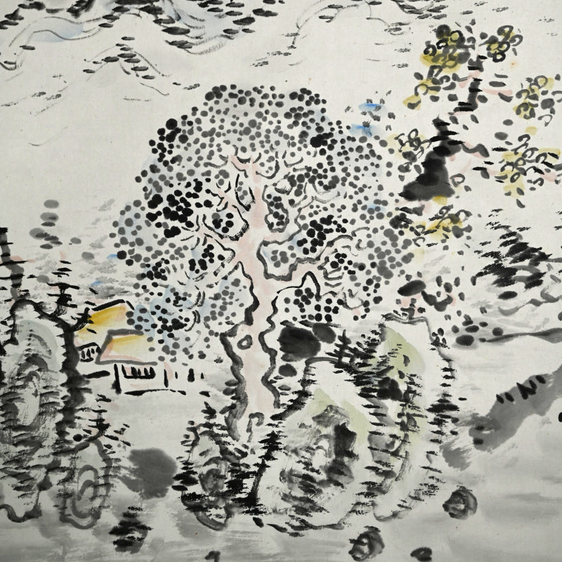 Rare Wide landscape in Color ー福田 古道人 "清水遠山図"