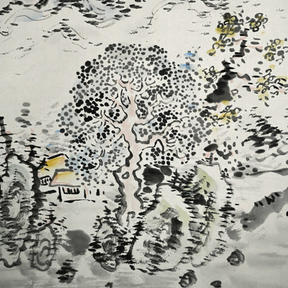 Rare Wide landscape in Color ー福田 古道人 "清水遠山図"