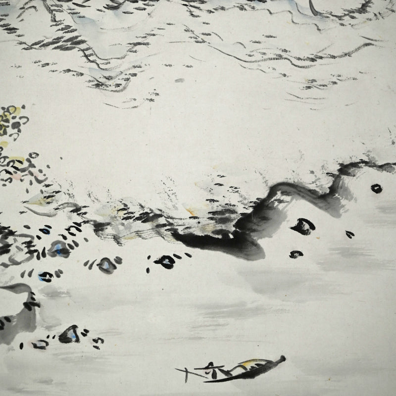 Rare Wide landscape in Color ー福田 古道人 "清水遠山図"