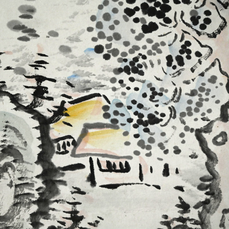 Rare Wide landscape in Color ー福田 古道人 "清水遠山図"