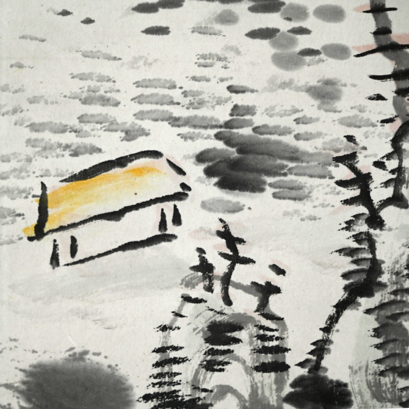 Rare Wide landscape in Color ー福田 古道人 "清水遠山図"