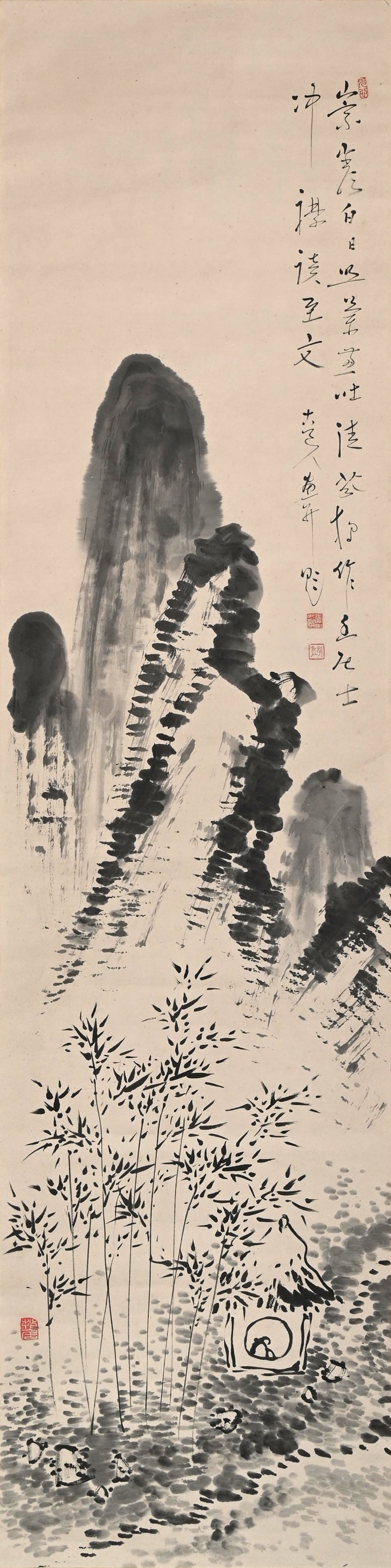 Hermitage in the Bamboo Grove A ー福田 古道人 “竹林経書居図”