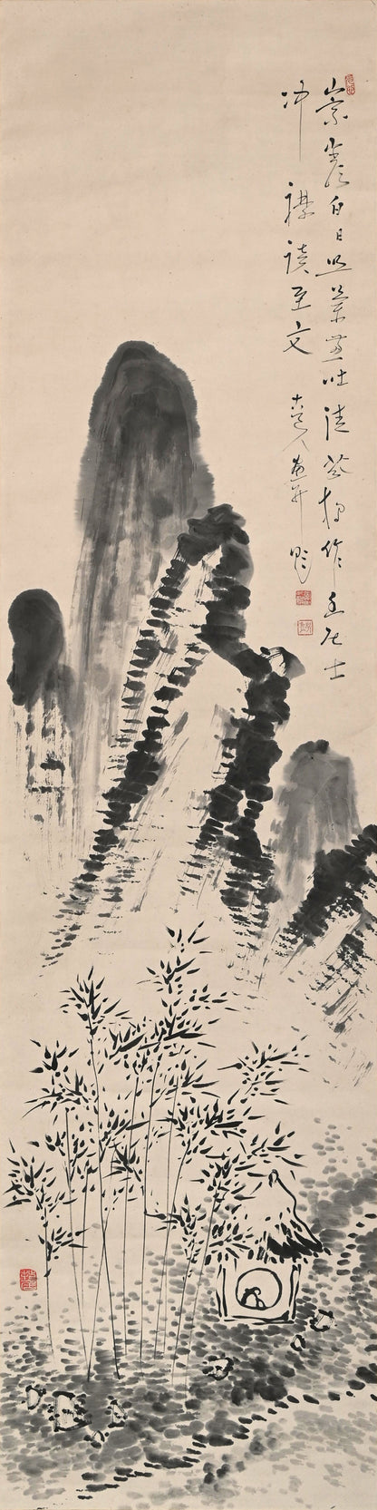 Hermitage in the Bamboo Grove A ー福田 古道人 “竹林経書居図”