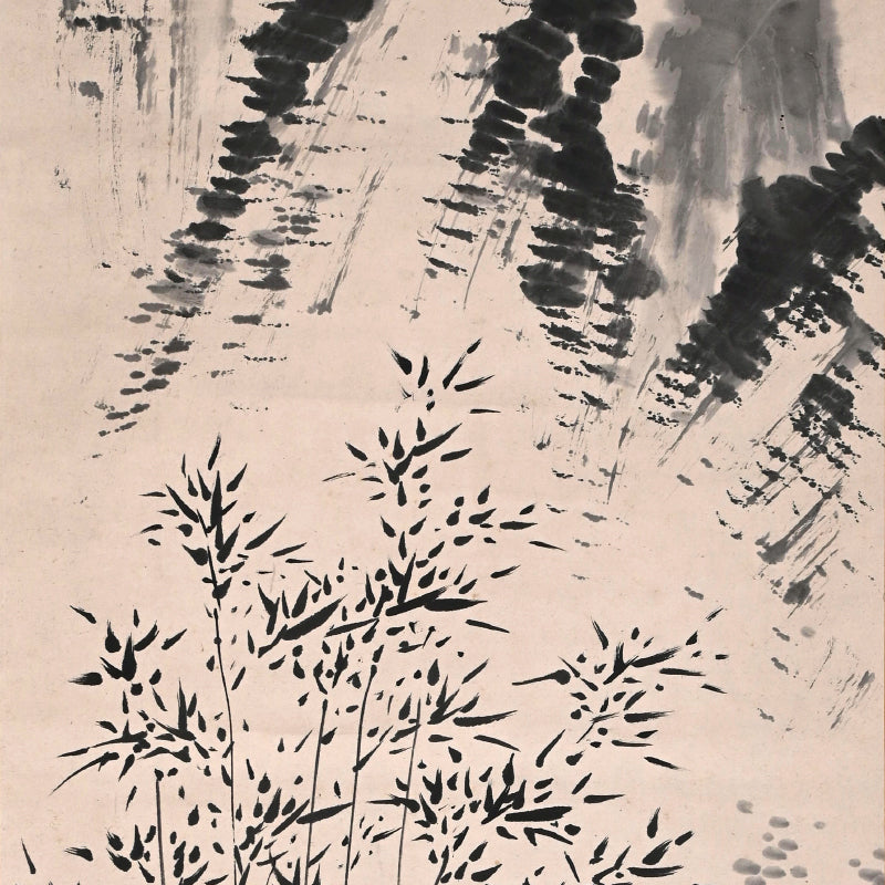 Hermitage in the Bamboo Grove A ー福田 古道人 “竹林経書居図”