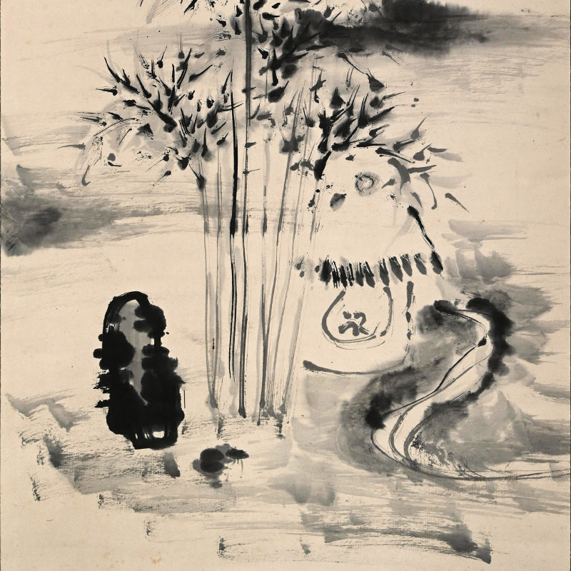 Hermitage in the Bamboo Grove B ー福田 古道人 “竹林経書居図”