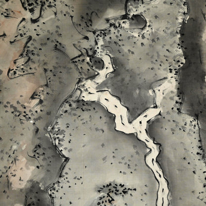 Museum Exhibited Scroll, Pine Trees Between Cliffs ー福田 古道人 “山水画讃”