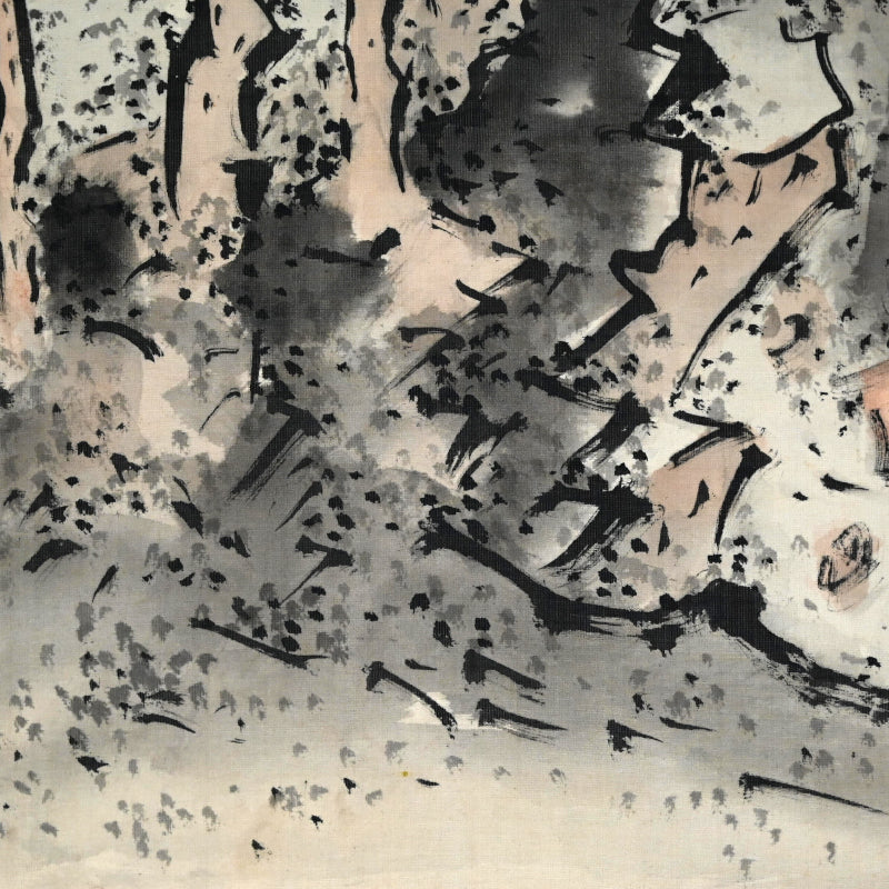 Museum Exhibited Scroll, Pine Trees Between Cliffs ー福田 古道人 “山水画讃”