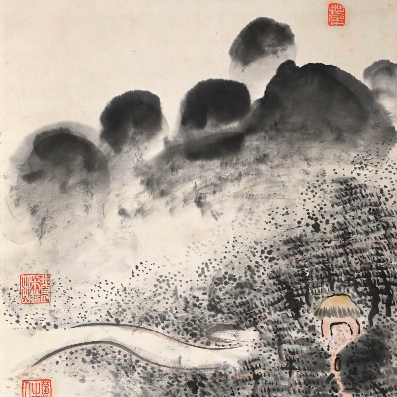 Soughing Pines at a Mountain Hermitage ー福田 古道人 “烟霞幽谷図"