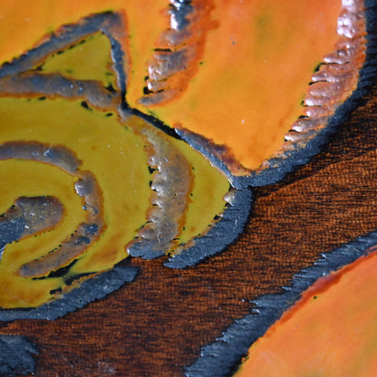 Wooden Obon Persimmon by Yabe Takayoshi ー矢部 高義(犀洲), 清水 比庵