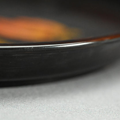 Wooden Obon Persimmon by Yabe Takayoshi ー矢部 高義(犀洲), 清水 比庵