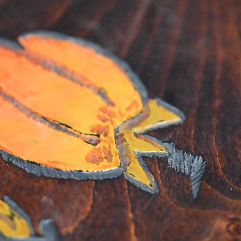 Wooden Obon Persimmon by Yabe Takayoshi ー矢部 高義(犀洲), 清水 比庵