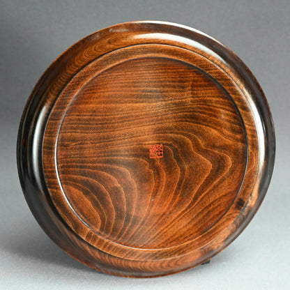 Wooden Obon Persimmon by Yabe Takayoshi ー矢部 高義(犀洲), 清水 比庵