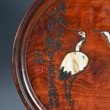 Wooden Obon Crane by Yabe Takayoshi ー矢部 高義(犀洲), 清水 比庵